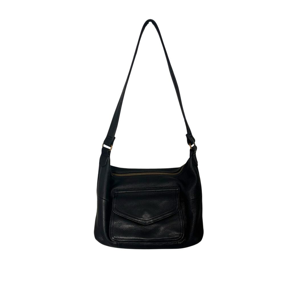 Fossil Vintage Black Leather Bag Shoulder Medium Handbag Purse 90s Y2K 75082 - Picture 2 of 14